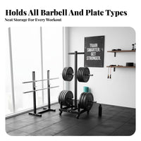 Barbell and Plate Storage Rack Space Saving Barbell and Weight Disc Holder Heavy Duty Vertical Weight Stand for Personal Trainers, Fitness Studio