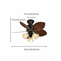 Retro Overhead Fan Light Decorative Vanes Antique Fan Lamp three color dimming for Bedroom, Study