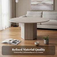 Sintered Stone Top Round Pedestal Table Modern Minimalist Design Pedestal Coffee Table French-Inspired Household Furniture Small Apartment suitable for for residents, Interior Designers, Families with Children, Living Room, Lounge Area, Office
