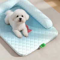 Dog Cooling Mat with Pillow Washable Cooling Dog Bed Non-Slip Bottom for Dogs