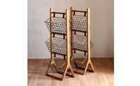 Wooden Rack with Wire Baskets Versatile Storage Rack with Baskets Sturdy Basket Stand, for Reading Corner