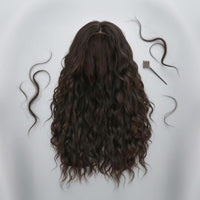 Scalp-Simulation Long Curly Hairpiece Flower Net Cap Long Wavy Hairpiece Machine-Made Hairpiece Soft