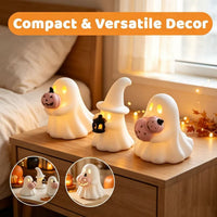 Glowing Ghost Ornament Set - Whimsical Resin Halloween Decor