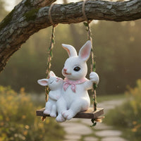 Rabbit Swing Ornament Easy to Hang Rabbit Swing Decoration Hand-Painted Look