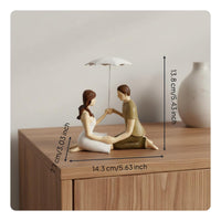 Couple Under Umbrella Ornament Artistic Couple Under Umbrella Figurine Modern Handcrafted Resin Lover Statue for Newlyweds, Couples, Desktop