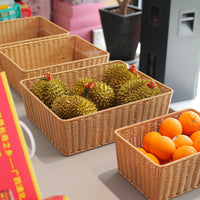 仿藤编织超市水果面包展示篮零食水果篮家用糖果干果收纳篮