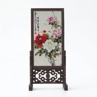 Chinese Style Table Screen Carved Freestanding Display Piece Openwork