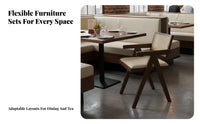 Woven rear Bench and Table New Chinese design Restaurant Booth Upholstered Seating Space-Saving for Interior Designers, Teahouse