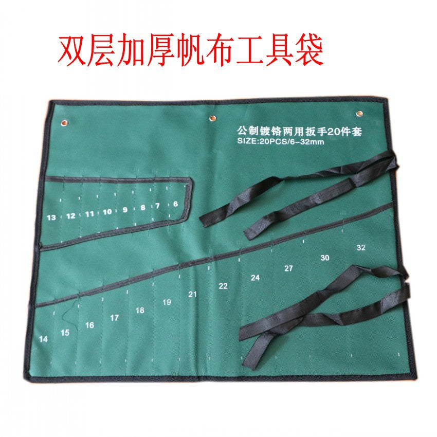 Multi-functional Canvas Tool Roll Bag Double-Layer Thickened Wrench Organizer Pouch