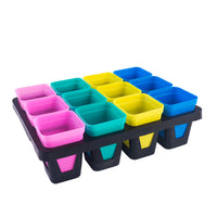 Plastic Succulent Planter Tray with Grid Design, Thickened Water-Storing Base for Small Square Pots