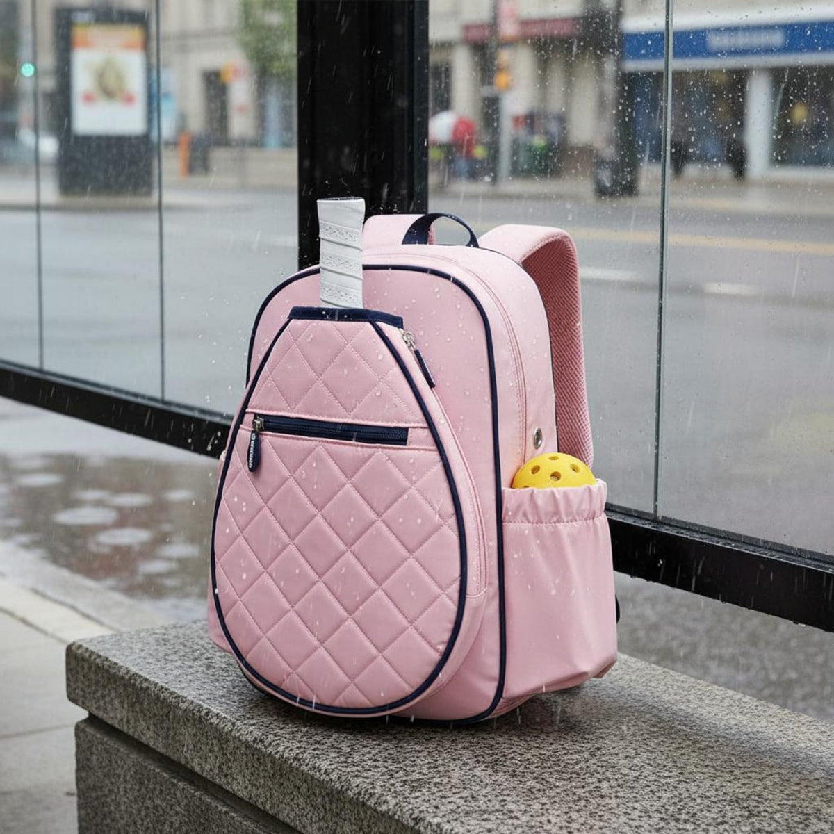 Quilted Pickleball Backpack Breathable Back Panel Racket Backpack Wet and Dry Separation Tennis Bag Shoe Compartment for Women, Gym