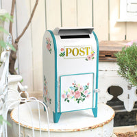 Tabletop Mailbox Decor Desktop Display Vintage Post Box Floral Design for Garden