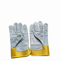 Leather Work Gloves Reinforced Seams Heavy Duty Short Cuff for Gripping Tasks