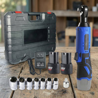 12V Cordless Electric Ratchet Wrench Rechargeable Cordless Ratchet Wrench Set Handgun-styleGrip Tool Portable for Mechanics