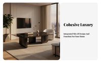 2 Pieces Minimalist design Matching Coffee Table and TV Console Luxury Design Media Cabinet and Table Combination Sta single Top Living Room Tables with Storage Drawers for Families, Homeowners, Newlyweds, Villa, Lounge Area, Bedroom