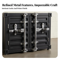 Shipping Container Nightstand Retro Design Accent Storage Cabinet adaptable Use