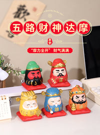 Chinese Trend Five Fortune Gods Figurine Desk Decor