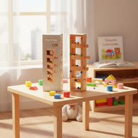 Ball Run Challenge Game Hand-Eye Coordination Training Wooden Ball Drop Structure Fine Motor Skill Development Knob and Slider Puzzle Box for Kids