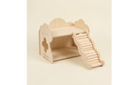 Wooden Hamster House with Climbing Ramp Two-Level Pet Supply for Hamsters, Small Pets, Playpen