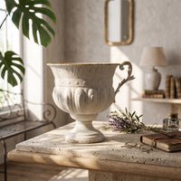 Pedestal Urn with Handles Embossed Container Elegant for Entryway, Photo Shoots
