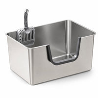 Stainless Steel Litter Pan Open-Top High-Sided Litter Pan Easy-to-Hygienic Pet Supply for Home