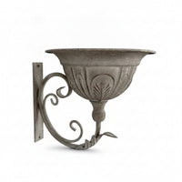 Metal Wall Planter Distressed Gray Wide Rim Wall-Mounted Planter for Fence