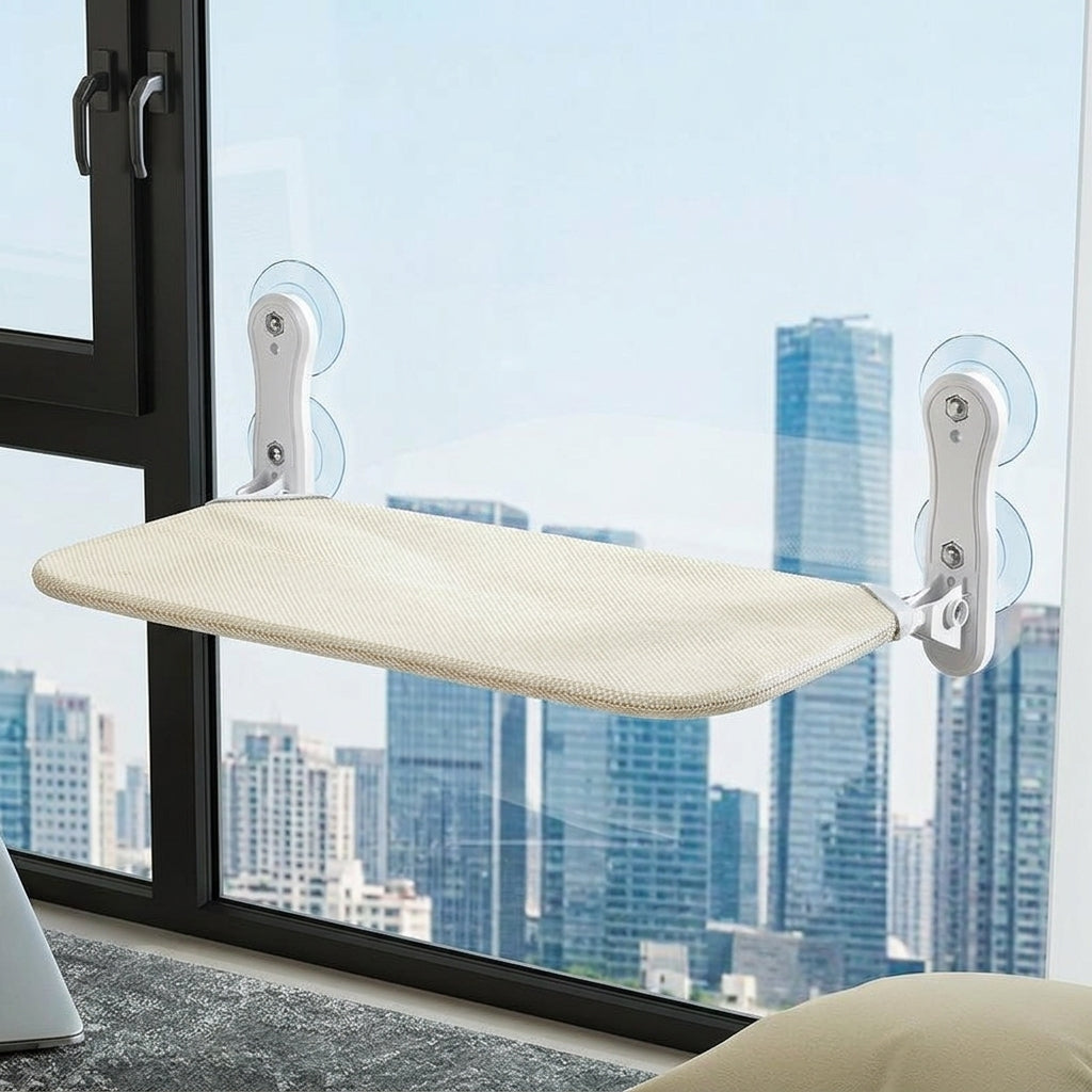 Cat Window Perch with Metal Frame, Breathable Mesh Hammock for Indoor Cats, Strong Suction Cup Cat Bed, Space-Saving Foldable Window Cat Seat