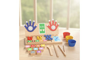 Arithmetic Board with Felt Hands Preschool Counting Board with Beads Wooden Math Toy Screennon-Digital Game Fine Motor