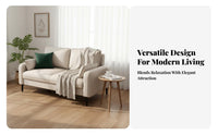 Nordic Design Minimalist Small Sofa High-Resilience Foam Cushion Modern 2-Seater Sofa Solid Wood Frame Compact Apartment Couch Easy to Clean for Students, Professionals, Young Adults, Rental Home, Bedroom, Boutique, Pale Ice