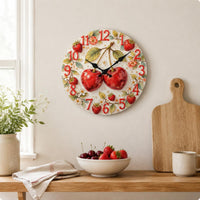 Fruit-Themed Wall Clock Decorative Botanical Pattern Clock Operated Home Decoration for Bedroom