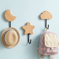 Adhesive Hook for Home, No-Drill Wall Hook for Bathroom Kitchen, Cute Cartoon Bamboo Wall Hook, Customizable Engraving