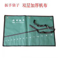 Multi-functional Canvas Tool Roll Bag Double-Layer Thickened Wrench Organizer Pouch