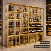 Metal Wine Display Rack System, 240x30x210cm Wine Bottle Holder, Commercial Wine Storage for Restaurant, European Design Wine Rack