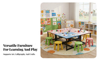 Kindergarten Drawing Table Versatile Kids Craft Table and Chair Set Easy to Clean Classroom Study Desk for Students, Tutoring Center, Playroom, Home