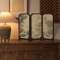 New Chinese Style Folding Table Screen with Ink Bamboo Design