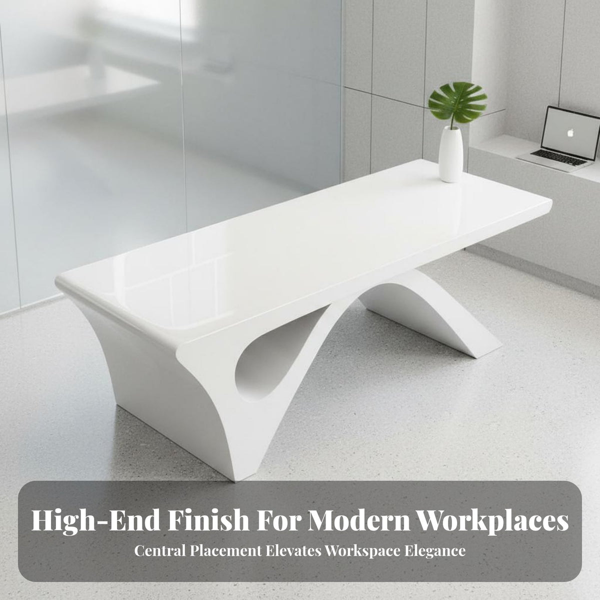 Modern Executive Desk Multi-Functional Glossy Executive Desk Spacious Work Area High-Gloss Coating Finish Office Table for Business Owners