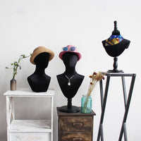 Black Velvet Fabric Mannequin Head Display for Hats, Necklaces, Scarves, and Glasses