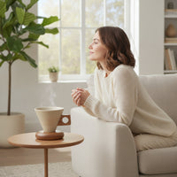 Cone Coffee Cup Speckled Coffee Mug with Wooden Handle Elegant for Office Desk