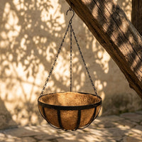 Plant Pots and Hanging Basket for Garden Decor, Coconut Fiber Lined Indoor Plant Pot with Chain, Rustic Wall Planter, Outdoor Plant Pot Piece