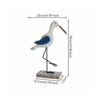 Wooden Seagull Figurine Mediterranean Design Rustic Bird Table Accent