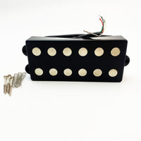 6-String Open Bass Pickup, 75mm Pole Spacing, Dual Coil, 4-Conductor Wiring