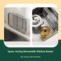 Expandable Stainless Steel Sink Colander, Over-the-Sink Drainer Basket, Adjustable Kitchen Organizer for Washing Vegetables, Fruits, and Drying Dishes