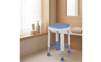Rotating Bath Stool 360° Rotation Swivel Shower Stool Non-Slip Shower Chair with Shelf for Seniors, Washroom