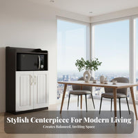 Coffee Bar Cabinet Freestanding Pantry Cabinet Kitchen Baker's Rack Microwave Stand Engineered Wood Structure Suitable for Home Organization Dining Room Entryway