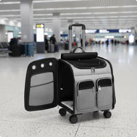 Cat Rolling Carrier Portable Pet Backpack with Wheels Breathable Pet Trolley Bag for Animal Health Visits
