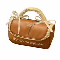 Waterproof Bowknot Cosmetic Case Portable Travel Makeup Bag with Handle Easy to Clean Handled Makeup Organizer Lightweight for Travelers, Girls, On-the-Go