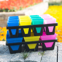 Plastic Succulent Planter Tray with Grid Design, Thickened Water-Storing Base for Small Square Pots