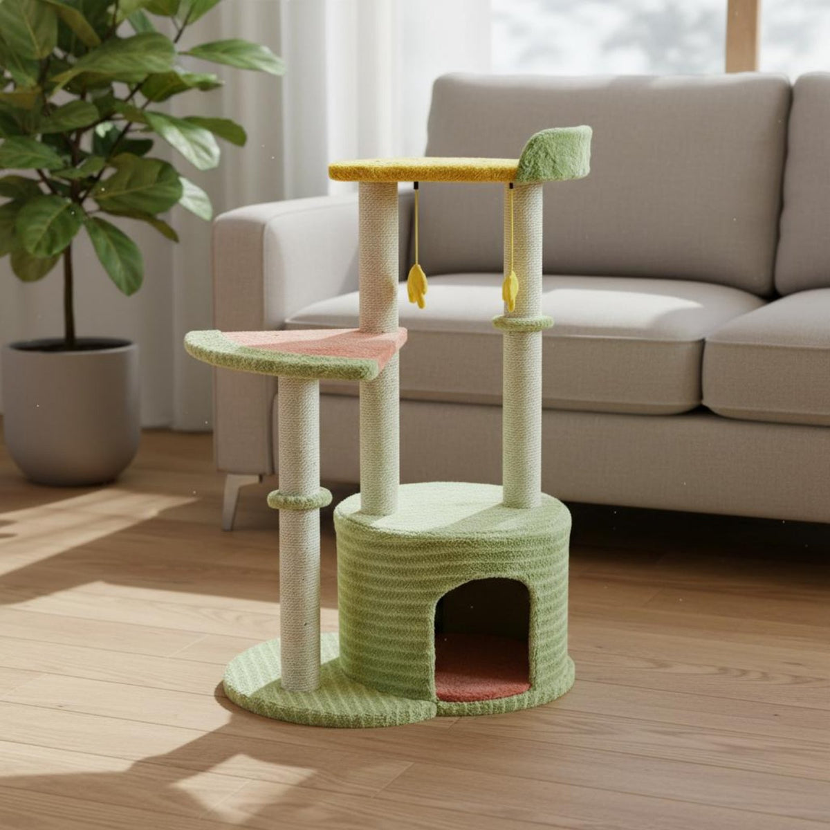 Sturdy Construction Cat Climbing Frame Stable Base Multi-Level Cat Tree Spacious Design for Adult Cats, Kittens, Indoors, Living Room, Home