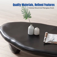 Nordic Cream Oval Pebble Coffee Table, Wabi-Sabi Style, Modern Minimalist, Living Room, Designer Fiberglass Table with Storage