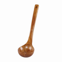 Wooden Soup Ladle Glossy Finish Long-Handled Ladle Deep Bowl